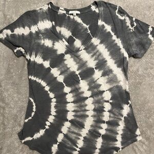 Z Supply Black and White Tie-Dye V-Neck Tee